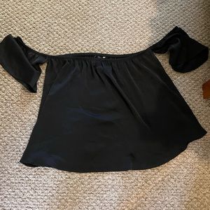 Black off the shoulder silky shirt from American eagle. Worn once
